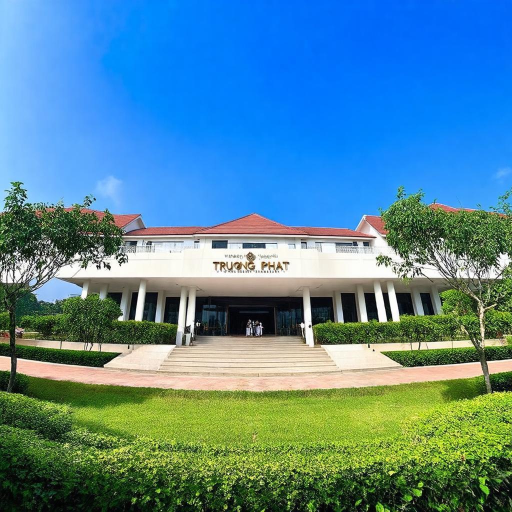 Hình ảnh bên ngoài Nhà hàng Tiệc cưới Trường Phát Thuận An với kiến trúc hiện đại và khuôn viên rộng rãi